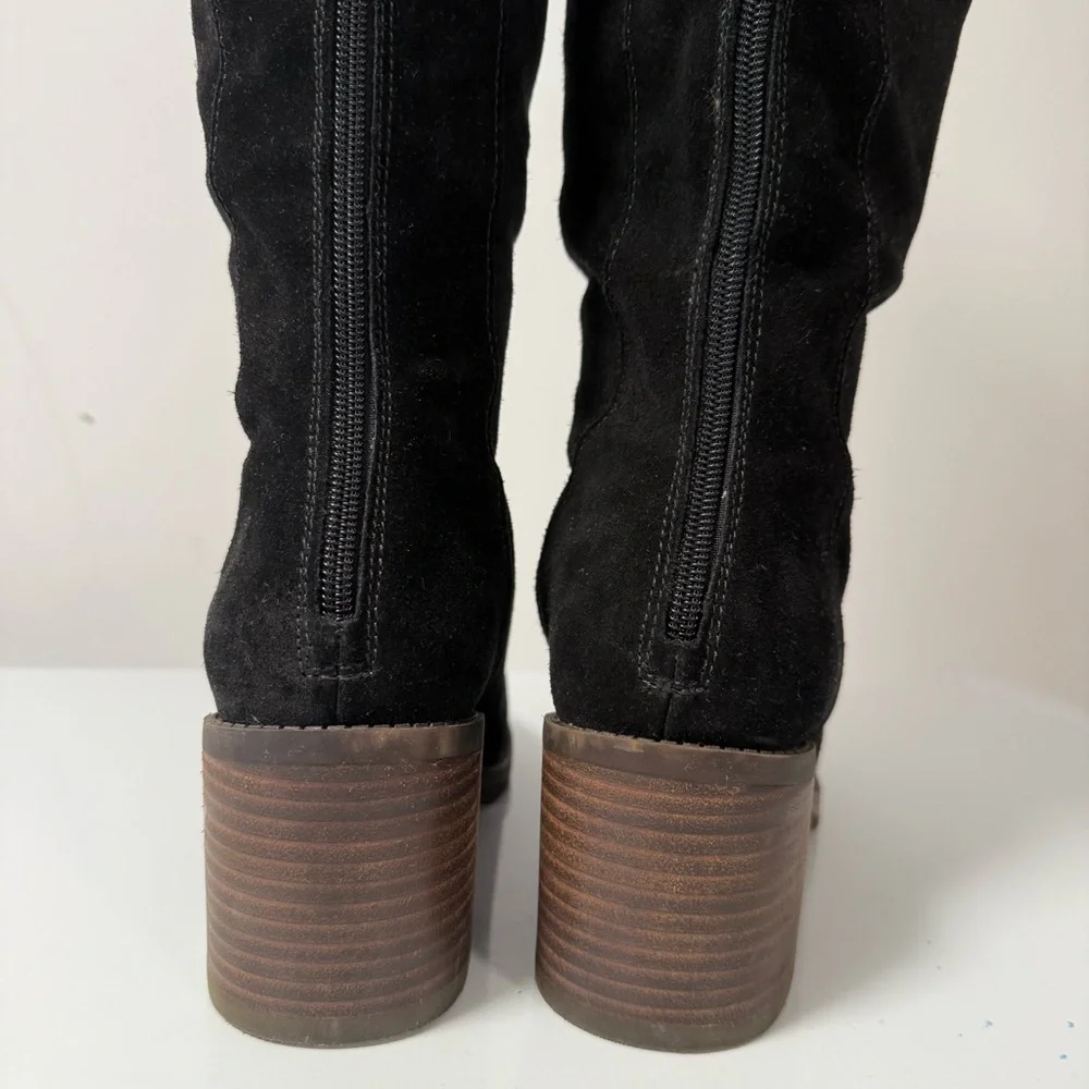 Lucky Brand Black Suede Tall Heeled Boots